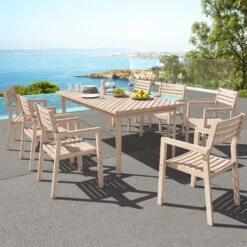 Table De Jardin Rectangulaire Acacia Saigon (190 X 100 Cm) - Naturelle