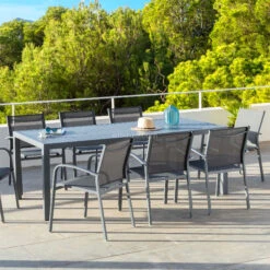 Table De Jardin 8 Places Aluminium Murano (210 X 100 Cm) - Gris Ardoise