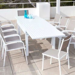 Table De Jardin Extensible 10 Places Aluminium Murano (270 X 90 Cm) - Blanche