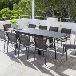 Table De Jardin Extensible 10 Places Aluminium Murano (270 X 90 Cm) - Gris Anthracite