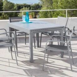 Table De Jardin Extensible 10 Places Aluminium Murano (270 X 90 Cm) - Gris Ardoise -Mobilier De Jardin table de jardin rectangulaire extensible aluminium murano 270 x 90 cm gris ardoise 76715 1583138210