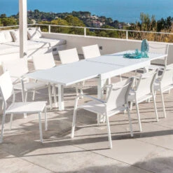 Table De Jardin Extensible 12 Places Aluminium Murano (320 X 100 Cm) - Blanche