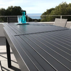 Table De Jardin Extensible 12 Places Aluminium Murano (320 X 100 Cm) - Gris Anthracite -Mobilier De Jardin table de jardin rectangulaire extensible aluminium murano 320 x 100 cm gris anthracite 76775 1582893886