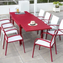 Table De Jardin Extensible 12 Places Aluminium Murano (320 X 100 Cm) - Rouge 5 Table De Jardin Extensible 12 Places Aluminium Murano (320 X 100 Cm) - Rouge -Mobilier De Jardin table de jardin rectangulaire extensible aluminium murano 320 x 100 cm rouge 76784 1583493271