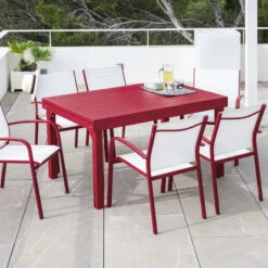 Table De Jardin Extensible 12 Places Aluminium Murano (320 X 100 Cm) - Rouge 6 Table De Jardin Extensible 12 Places Aluminium Murano (320 X 100 Cm) - Rouge -Mobilier De Jardin table de jardin rectangulaire extensible aluminium murano 320 x 100 cm rouge 76784 1583494067