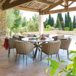 Mobilier De Jardin -Mobilier De Jardin table de jardin ronde aluminium embruns noisette 68498