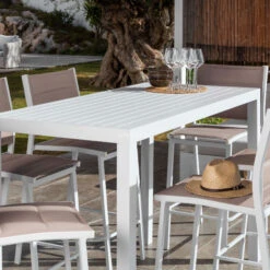 Table Haute 6 Places Aluminium Murano - Blanche -Mobilier De Jardin table haute aluminium murano blanche 76652 1582541925