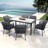 Table De Jardin 6 Places Aluminium/Céramique Modena (150 X 75 Cm) - Gris Anthracite/Gris Clair