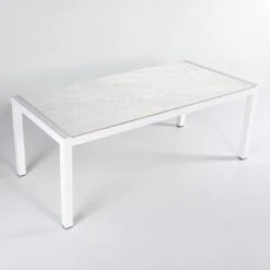 Table De Jardin 6 Places Aluminium/Céramique Modena (150 X 75 Cm) - Blanc/Gris -Mobilier De Jardin table modena blanc gris 150x75cm 124986 1678807414