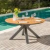 Table De Jardin 8 Places Aluminium/Teck Bali (D140 Cm) - Gris Anthracite