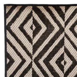 Tapis D'extérieur (120 X 160 Cm) Losange Noir -Mobilier De Jardin tapis d ext rieur 120 x 160 cm losange noir 126636 1675174374