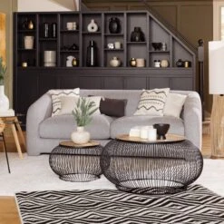 Tapis D'extérieur (120 X 160 Cm) Losange Noir -Mobilier De Jardin tapis d ext rieur 120 x 160 cm losange noir 126636 1675176941