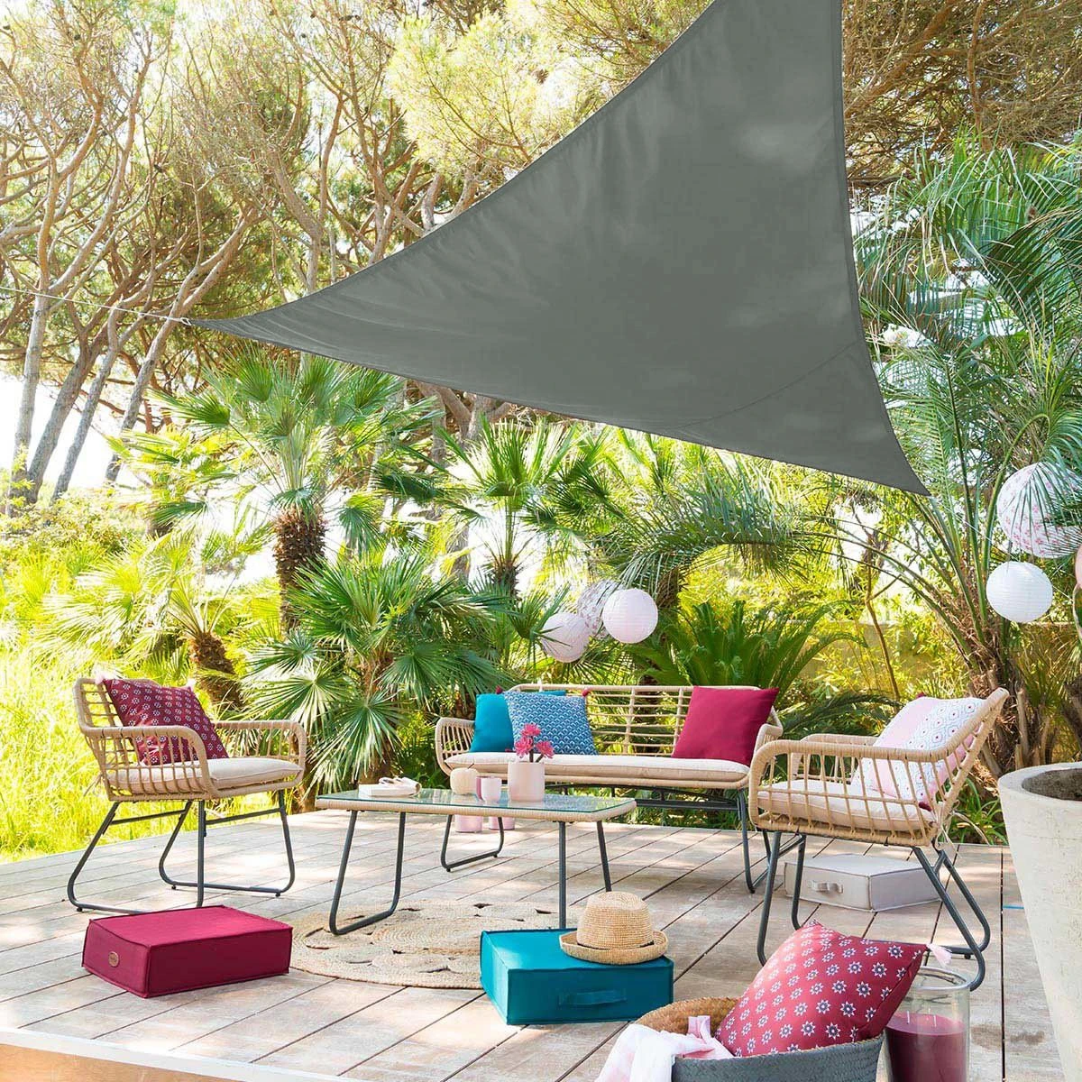 Voile d'ombrage Triangulaire (L3 m) Curacao - Gris Voile D'ombrage Triangulaire (L3 M) Curacao - Gris -Mobilier De Jardin voile d ombrage triangulaire l3 m curacao gris 30057 4 1585128939